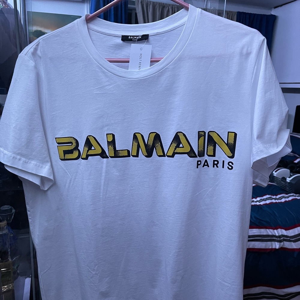 Balmain Yellow Logo Tee